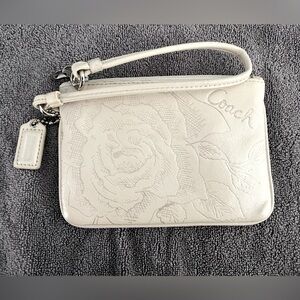 Coach leather wristlet (cream color)